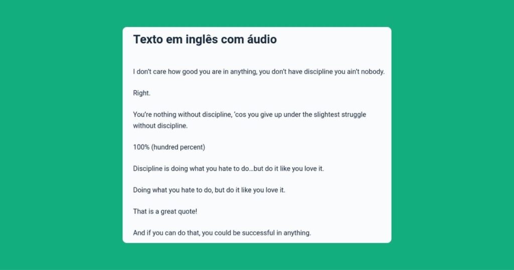 Texto em inglês com áudio e tradução