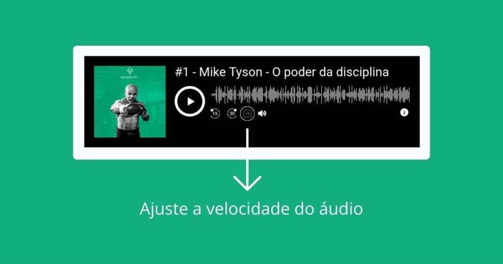 Player de áudio que reproduz os textos em inglês com áudio